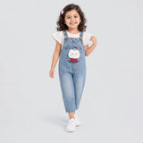 LSB Fluffy White Cat Denim Dungaree for Toddlers and Kids (No T-Shirt Included)