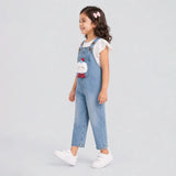 LSB Fluffy White Cat Denim Dungaree for Toddlers and Kids (No T-Shirt Included)