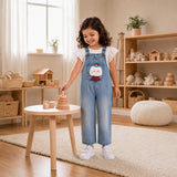 LSB Fluffy White Cat Denim Dungaree for Toddlers and Kids (No T-Shirt Included)