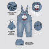 LSB Fluffy White Cat Denim Dungaree for Toddlers and Kids (No T-Shirt Included)