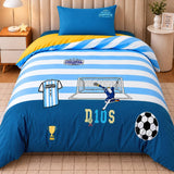 LSB 3 Pcs Football Theme Luxe Embroidered collection of Double Bed Comforter, 1 flat bedsheet, 1 pillow cover Kids Bedding Set for King Size Bed.