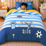 LSB 3 Pcs Football Theme Luxe Embroidered collection of Double Bed Comforter, 1 flat bedsheet, 1 pillow cover Kids Bedding Set for King Size Bed.