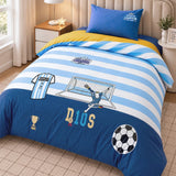 LSB 3 Pcs Football Theme Luxe Embroidered collection of Double Bed Comforter, 1 flat bedsheet, 1 pillow cover Kids Bedding Set for King Size Bed.