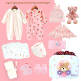 LSB 18 pcs Baby Pink Teddy Birthday Gift Hamper set for Baby Girl with travelling Suitcase,