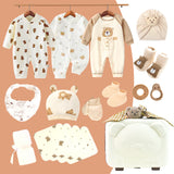LSB 20 pcs Chubby Cream Teddy Face Birthday Gift Hamper set for Baby with travelling suitcase