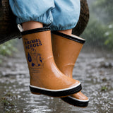 LSB Mr.Bear Brown, Flexible Rubber Rain Gumboots for Toddlers & Kids