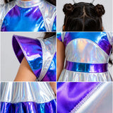 LSB Holographic Alien Girl, Kids Halloween Costume Fancy Dress Up