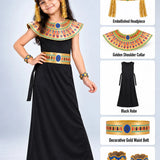 LSB Black & Gold Egyptian Pharaoh Girl, Kids Halloween Costume Fancy Dress Up