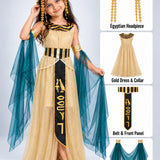 LSB Gold & Green Egyptian Girl, Kids Halloween Costume Fancy Dress Up