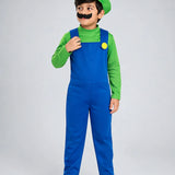 LSB Junior Super Brother Green Plumber, Kids Halloween Costume Fancy Dress Up