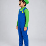 LSB Junior Super Brother Green Plumber, Kids Halloween Costume Fancy Dress Up