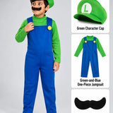 LSB Junior Super Brother Green Plumber, Kids Halloween Costume Fancy Dress Up