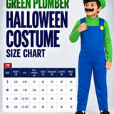 LSB Junior Super Brother Green Plumber, Kids Halloween Costume Fancy Dress Up
