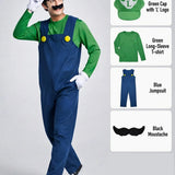 LSB Super Brother Green Plumber Adult Halloween Costume Fancy Dress Up