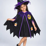 LSB Black & Purple Witch Poncho & Hat set,No Frock included, Kids Halloween Costume Fancy Dress Up