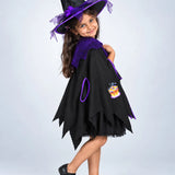 LSB Black & Purple Witch Poncho & Hat set,No Frock included, Kids Halloween Costume Fancy Dress Up