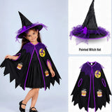 LSB Black & Purple Witch Poncho & Hat set,No Frock included, Kids Halloween Costume Fancy Dress Up