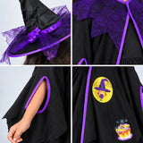 LSB Black & Purple Witch Poncho & Hat set,No Frock included, Kids Halloween Costume Fancy Dress Up