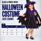 LSB Black & Purple Witch Poncho & Hat set,No Frock included, Kids Halloween Costume Fancy Dress Up