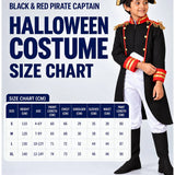 LSB Black & Red Pirate Captain, Kids Halloween Costume Fancy Dress Up