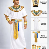 LSB White Egyptian Pharaoh King Adult Halloween Costume Fancy Dress Up