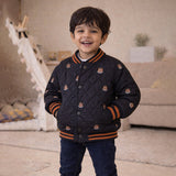 Black Brown Tiny Bear Quilted Sherpa Winter Jacket for Kids