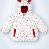 LSB Cream & Brown Bunny Mushroom Quilted Hooded Winter Jacket for Kids