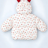 LSB Cream & Brown Bunny Mushroom Quilted Hooded Winter Jacket for Kids