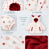 LSB Cream & Brown Bunny Mushroom Quilted Hooded Winter Jacket for Kids