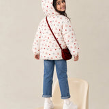 LSB Cream & Brown Bunny Mushroom Quilted Hooded Winter Jacket for Kids