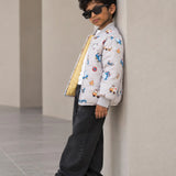LSB Grey Dumper Quilted Bomber Winter Jacket for Kids