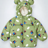 LSB Sage Green Puppy & Cloud Quilted Hooded Winter Jacket for Kids