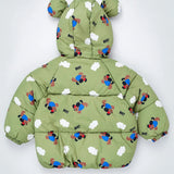 LSB Sage Green Puppy & Cloud Quilted Hooded Winter Jacket for Kids