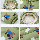 LSB Sage Green Puppy & Cloud Quilted Hooded Winter Jacket for Kids