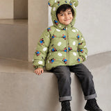 LSB Sage Green Puppy & Cloud Quilted Hooded Winter Jacket for Kids