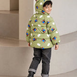 LSB Sage Green Puppy & Cloud Quilted Hooded Winter Jacket for Kids