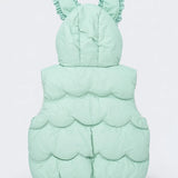 LSB Green Bunny-Themed Quilted Hooded Sleeveless Winter Jacket for Kids