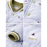 Grey & Olive Abstract Winter Jacket for Kids