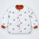 LSB Ivory & Brown Plane Quilted Bomber Winter Jacket for Kids