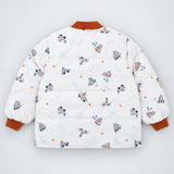 LSB Ivory & Brown Plane Quilted Bomber Winter Jacket for Kids
