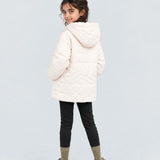 LSB Ivory Cat Glitter Quilted Hooded Winter Jacket with Mittens for Kids