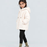 LSB Ivory Cat Glitter Quilted Hooded Winter Jacket with Mittens for Kids