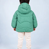 LSB Mint Green Dino-Themed Quilted Hooded Winter Jacket for Kids