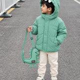 LSB Mint Green Dino-Themed Quilted Hooded Winter Jacket for Kids