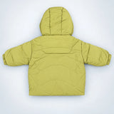 LSB Olive Green Dino-Themed Quilted Hooded Winter Jacket for Kids