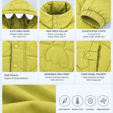 LSB Olive Green Dino-Themed Quilted Hooded Winter Jacket for Kids