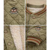 Olive Brown Tiny Bear Quilted Sherpa Winter Jacket for Kids