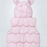 LSB Peach Bunny-Themed Quilted Hooded Sleeveless Winter Jacket for Kids