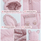 LSB Peach Bunny-Themed Quilted Hooded Sleeveless Winter Jacket for Kids
