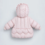 LSB Peach Butterfly Heart Quilted Hooded Winter Jacket for Kids